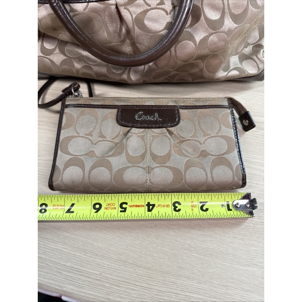 Coach Signature Sateen Ashley Satchel Bag with‎ Matching Wallet F15440 Tan Brown - Picture 10 of 15